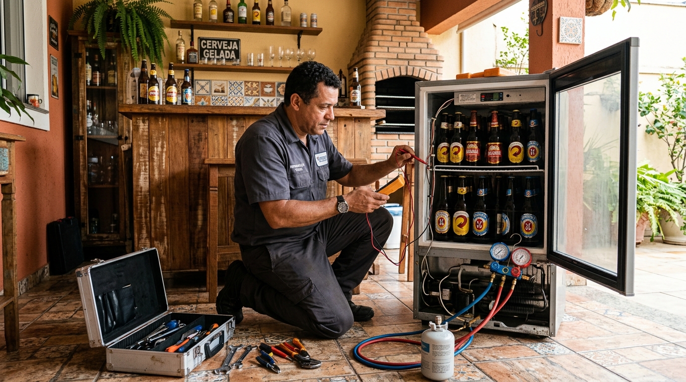 Recarga de gás refrigerante em cervejeira em atendimento em Campinas‑SP