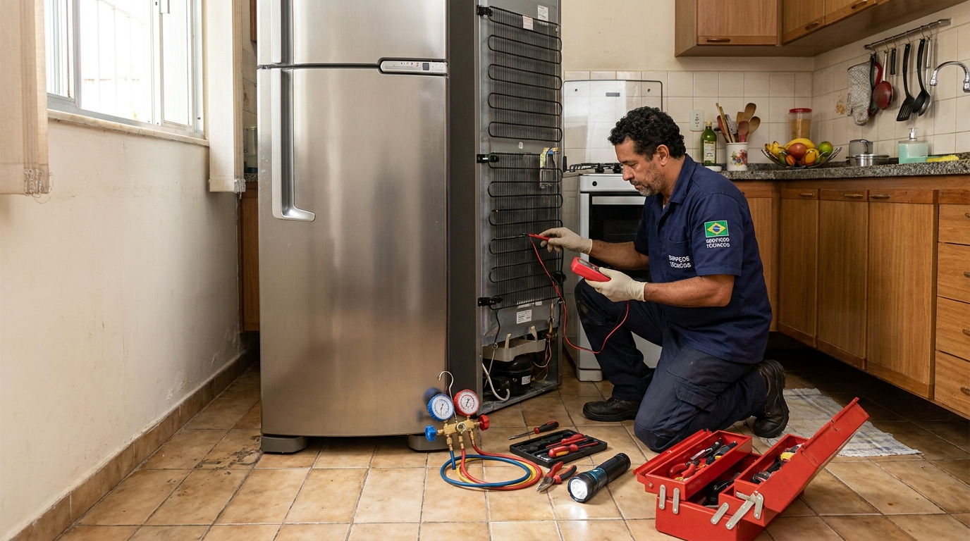 Técnico de conserto de geladeira em residência em Campinas‑SP