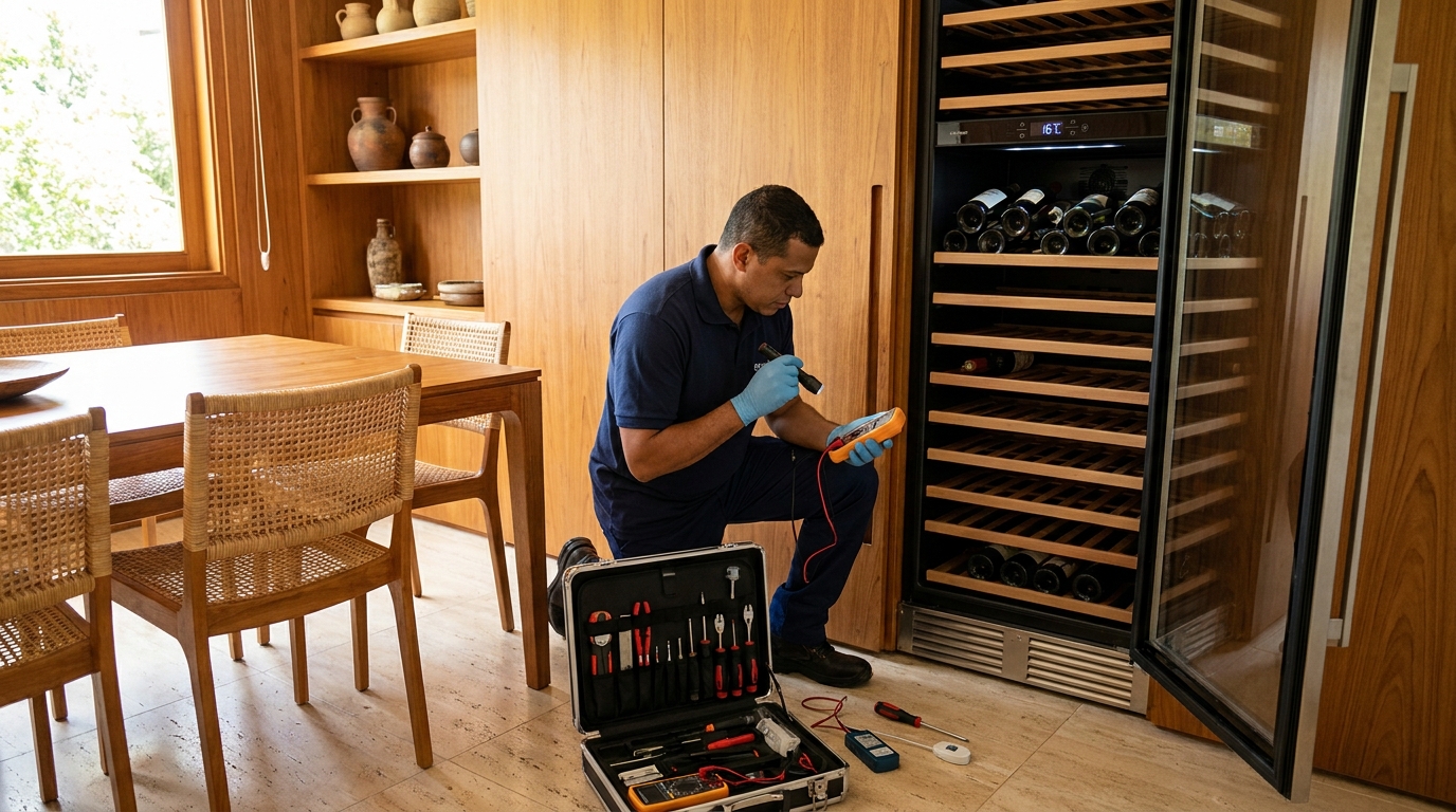 Troca de termostato de adega climatizada em atendimento técnico em Campinas‑SP